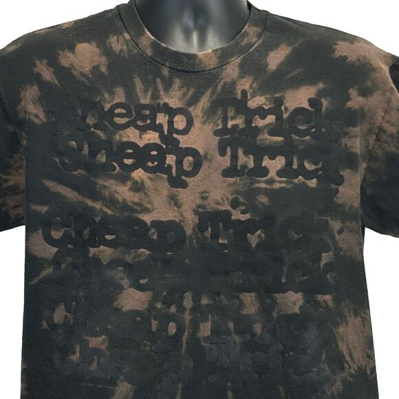 Vintage Cheap Trick T Shirt Mens Medium 90s Black Tie Dye Rock Band Made In USA - Picture 1 of 9